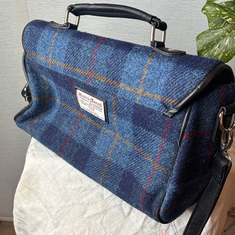 Harris Tweed large satchel purse bag plaid XL - Picture 2 of 6